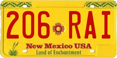 NM license plate 206RAI
