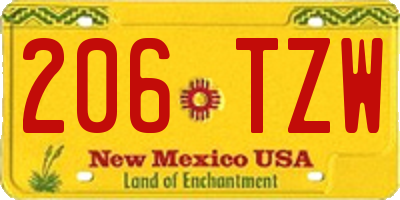 NM license plate 206TZW