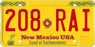 NM license plate 208RAI