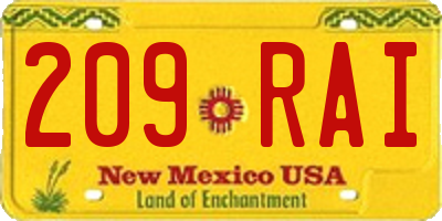 NM license plate 209RAI