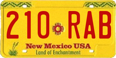 NM license plate 210RAB