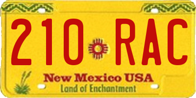 NM license plate 210RAC