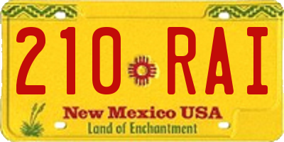 NM license plate 210RAI