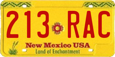 NM license plate 213RAC