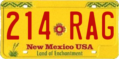 NM license plate 214RAG