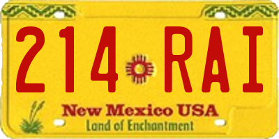NM license plate 214RAI