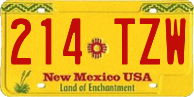 NM license plate 214TZW