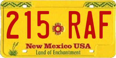 NM license plate 215RAF