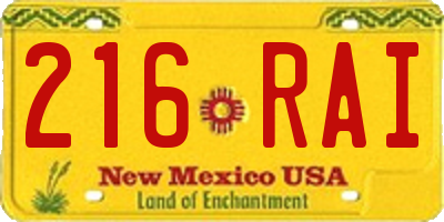 NM license plate 216RAI