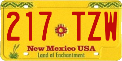 NM license plate 217TZW