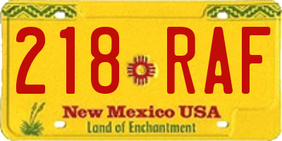 NM license plate 218RAF