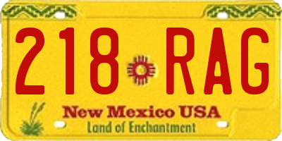 NM license plate 218RAG