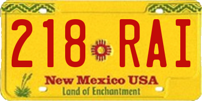 NM license plate 218RAI