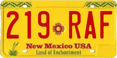 NM license plate 219RAF