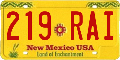 NM license plate 219RAI