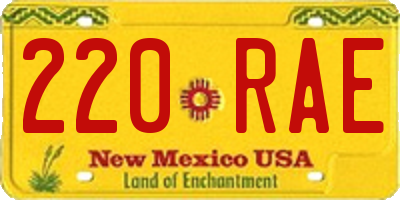 NM license plate 220RAE