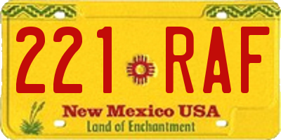 NM license plate 221RAF