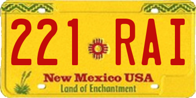 NM license plate 221RAI