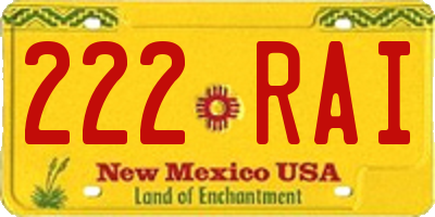 NM license plate 222RAI