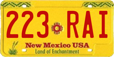 NM license plate 223RAI