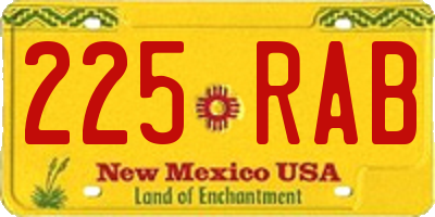 NM license plate 225RAB