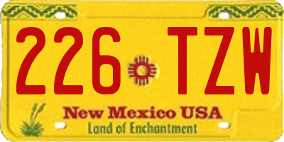 NM license plate 226TZW