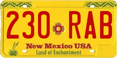 NM license plate 230RAB