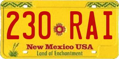 NM license plate 230RAI