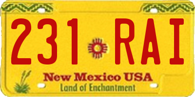 NM license plate 231RAI