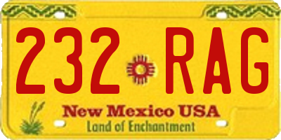 NM license plate 232RAG