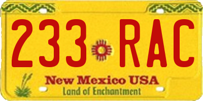 NM license plate 233RAC