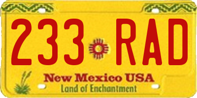 NM license plate 233RAD