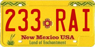 NM license plate 233RAI