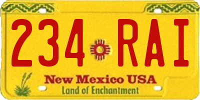 NM license plate 234RAI