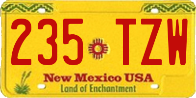 NM license plate 235TZW
