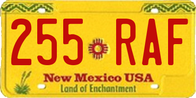 NM license plate 255RAF
