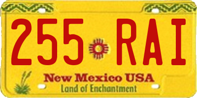NM license plate 255RAI