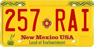 NM license plate 257RAI