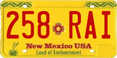 NM license plate 258RAI