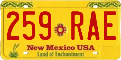 NM license plate 259RAE