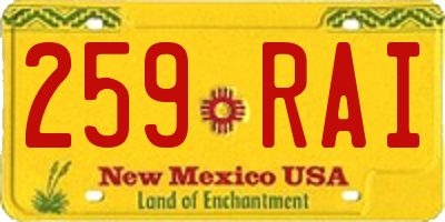 NM license plate 259RAI