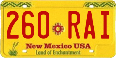 NM license plate 260RAI