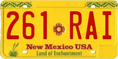 NM license plate 261RAI