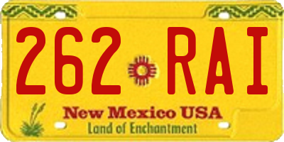 NM license plate 262RAI