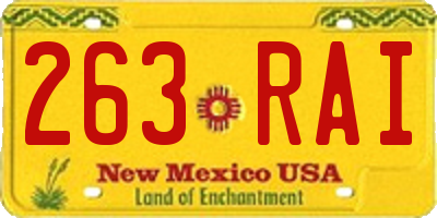NM license plate 263RAI
