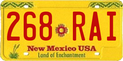 NM license plate 268RAI