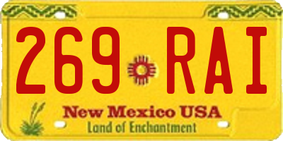 NM license plate 269RAI