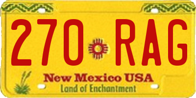 NM license plate 270RAG