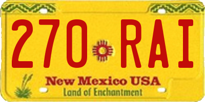 NM license plate 270RAI