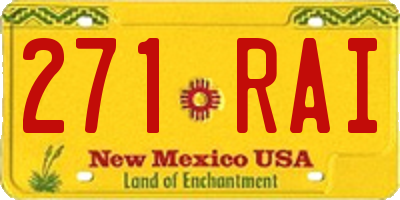 NM license plate 271RAI